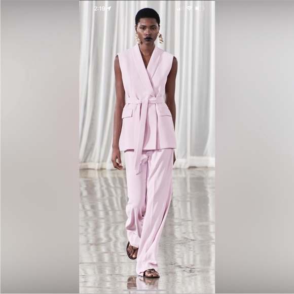 Zara tie belted vest in sod pink - sz small - Picture 2 of 2